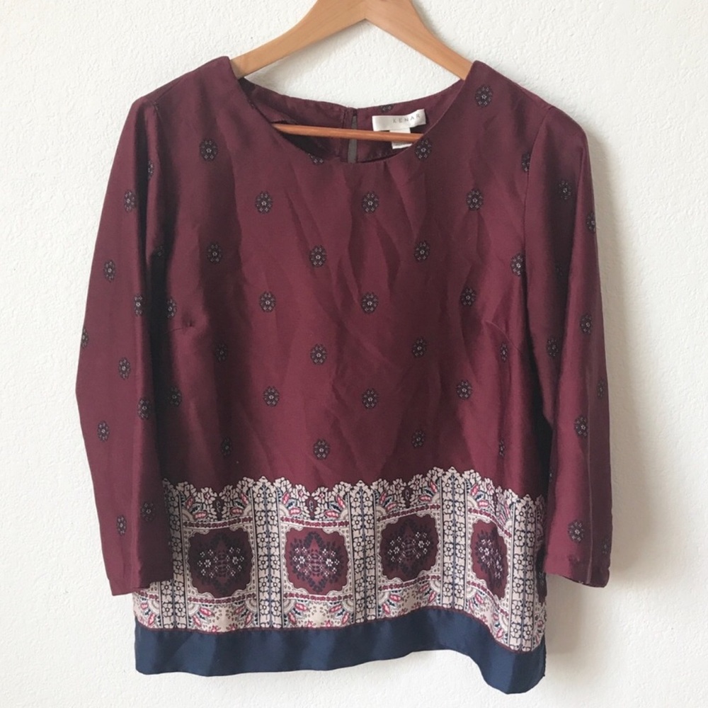 Kenar | Patterned silky blouse with 3/4 sleeve